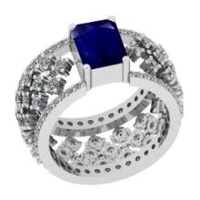 1.22 Ctw VS/SI1 Blue Sapphire And Diamond 14K White Gold Engagement Halo Ring