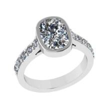 3.20 Ctw VS/SI1 Diamond Prong Set 14K White Gold Engagement Ring