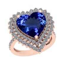 7.08 Ctw VS/SI1 Tanzanite And Diamond 18k Rose Gold Engagement Halo Ring