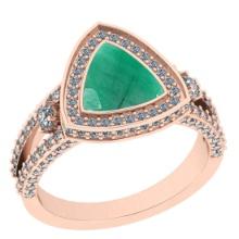 2.99 Ctw VS/SI1 Emerald And Diamond 14K Rose Gold Cocktail Ring