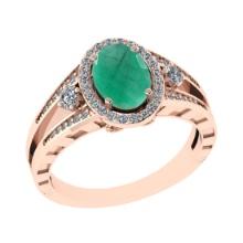 1.61 Ctw VS/SI1 Emerald and Diamond 14k Rose Gold Engagement Halo Ring (LAB GROWN)