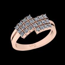 0.77 Ctw VS/SI1 Diamond 10K Rose Gold Anniversary Ring