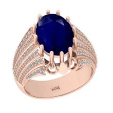 5.06 Ctw VS/SI1 Blue Sapphire And Diamond 14K Rose Gold Engagement Ring