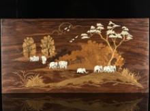 Wood Inlay Elephant Art