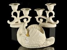 Swan Planter and Candlesticks