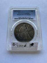 1871-CC 1$ LIBERTY SEATED SILVER DOLLAR COIN PCGS GENUINE