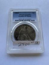 1863 1$ LIBERTY SEATED SILVER DOLLAR COIN PCGS GENUINE