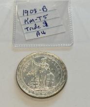 1908 B 1 Dollar British Trade Dollar Silver Coin