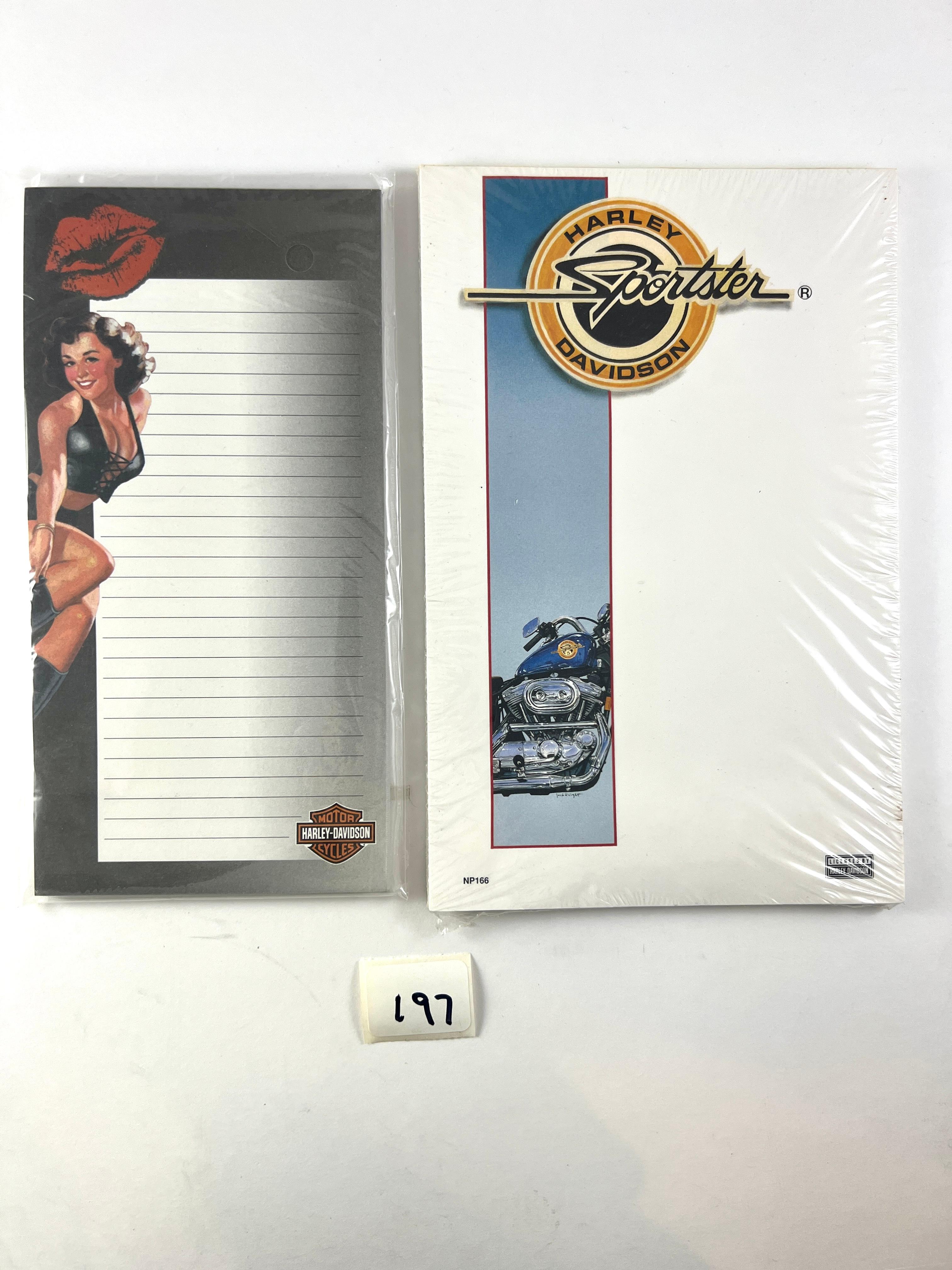 HARLEY DAVIDSON TWO NOTEPADS WITH PIN-UP ART