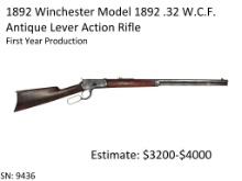 Antique Winchester Model 1892 .32 W.C.F. Rifle