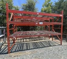 12' Pallet Rack with three shelves and wire rack