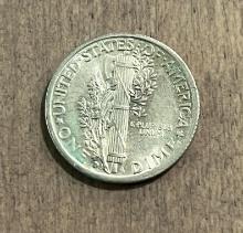 1935-D Mercury Dime, 90% Silver, UNC