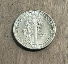 1939 Mercury Dime, 90% Silver, UNC