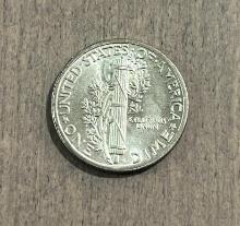1935 Mercury Dime, 90% Silver, UNC
