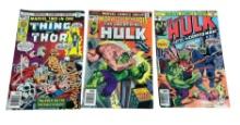 3- Hulk Comics, Hulk 205, Marvel Super-Heroes /The Incredible Hulk 60 & Two in One Thing and Thor...