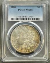 1886 Morgan Silver Dollar in MS65 PCGS Holder