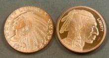 2- ONE OUNCE .999 COPPER ROUNDS, sells times the money