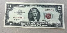 1963 Red Seal $2.00 US Star Banknote, UNC