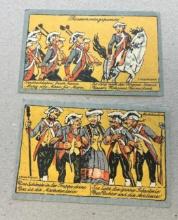 2 Piece set of Notgeld German Emergency Issue banknotes