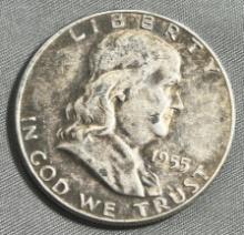 1955 Franklin Half Dollar, 90% Silver