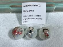 Jabo Classic Marbles produces prior to 2007 Reno OH Lot of 3, 1 in. Betty Boop