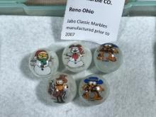 Jabo Classic Marbles produces prior to 2007 Reno OH Lot of 5, 1in. Garfield