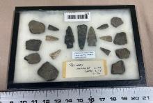 Arrowheads Artifacts Frame pottery + Hoffer Site Perry Co. NY Tutton collection