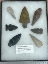 Arrowheads Artifacts Frame 7 choice Points from Pennsylvania w/ documentation largest 3"