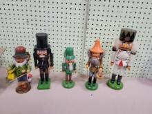 5- Themed nutcrackers, One made in German Democratic Republic, Steinbach, some need some glue