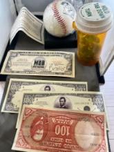 Asst. Fantasy notes, marbles, Fotoball, and Foreign Banknote