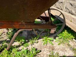 Vintage steel wheeled wheel barrow