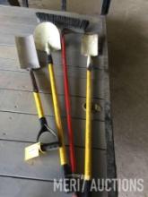 Shop broom, spade, and shovel