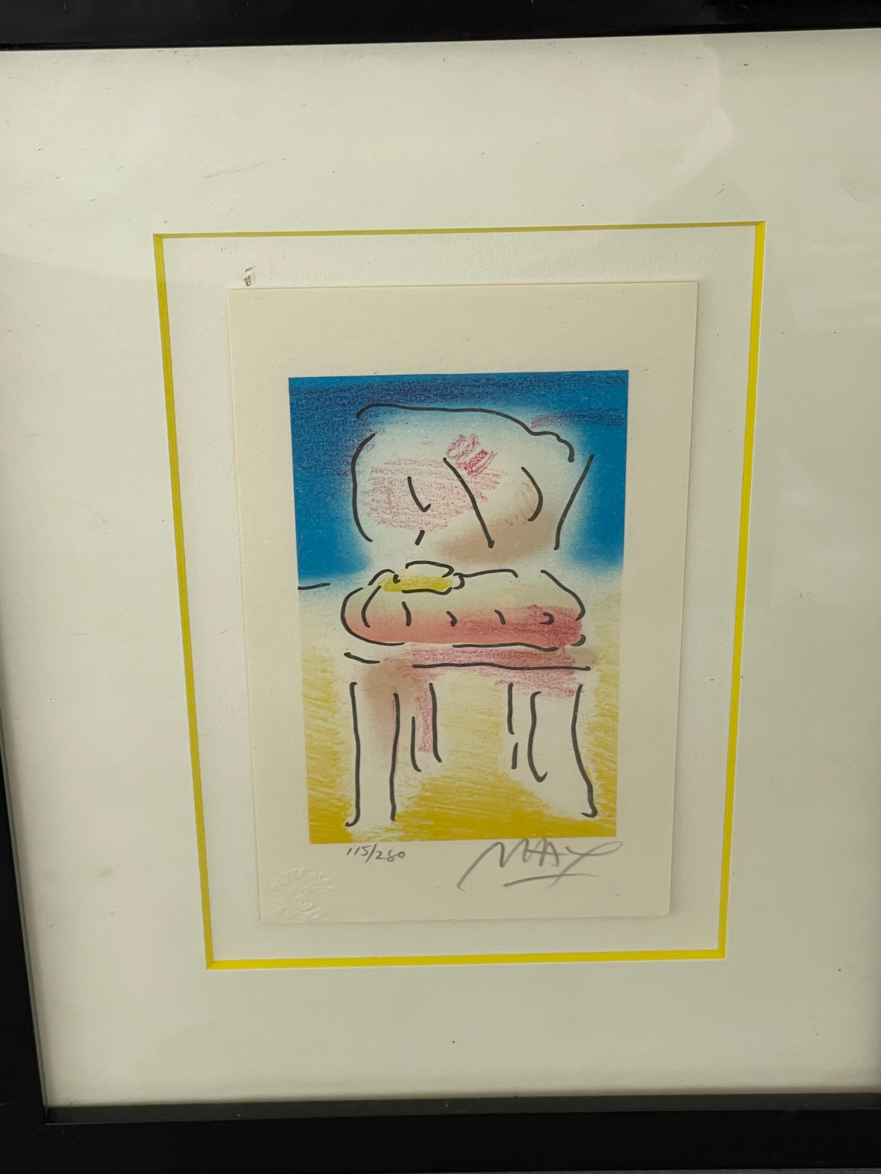 Peter Max 'Old Chair' Lithograph with Stamp Signed and Numbered in Pencil 115/280