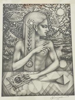 Visionary Art of John Swingdler 'Oracle' and 'The Wanderers' Reproduction Signed in Pencil