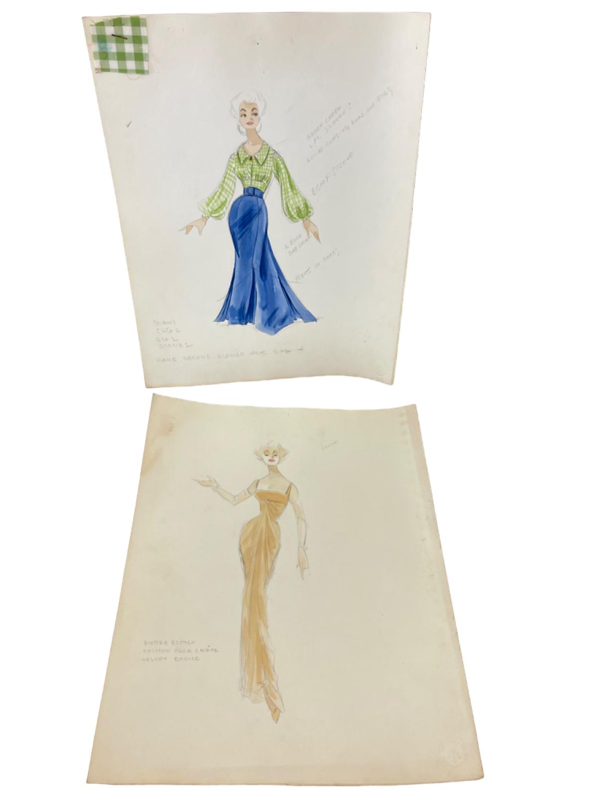 Vintage Sketch Art Costume Design Drawing Production By Bob Robert Carlton Size 11 1/2x14 1/2 Lot of