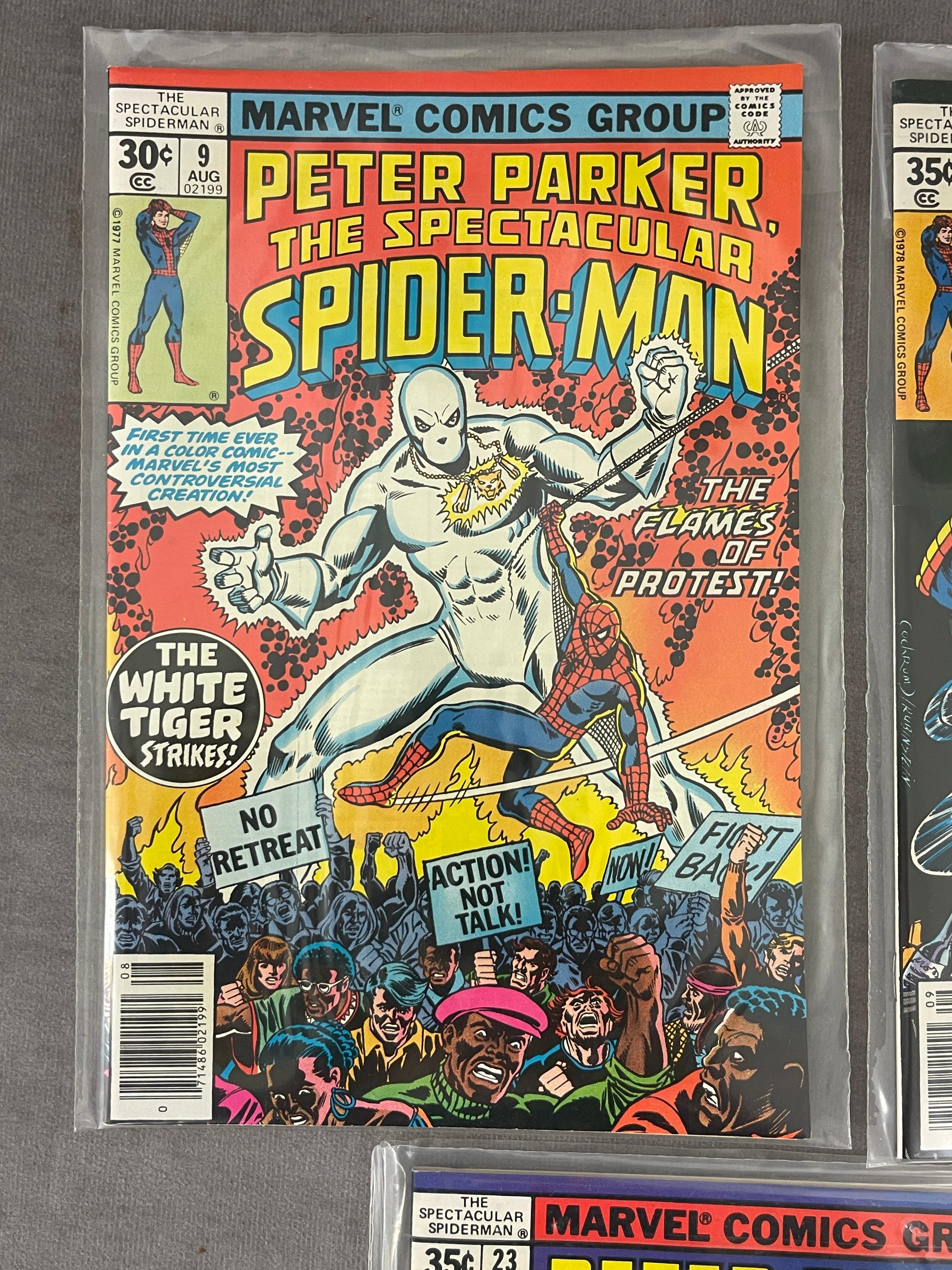 Peter Parker the Spectacular Spiderman #9, #22, #23 Marvel Comic Book Collection Lot