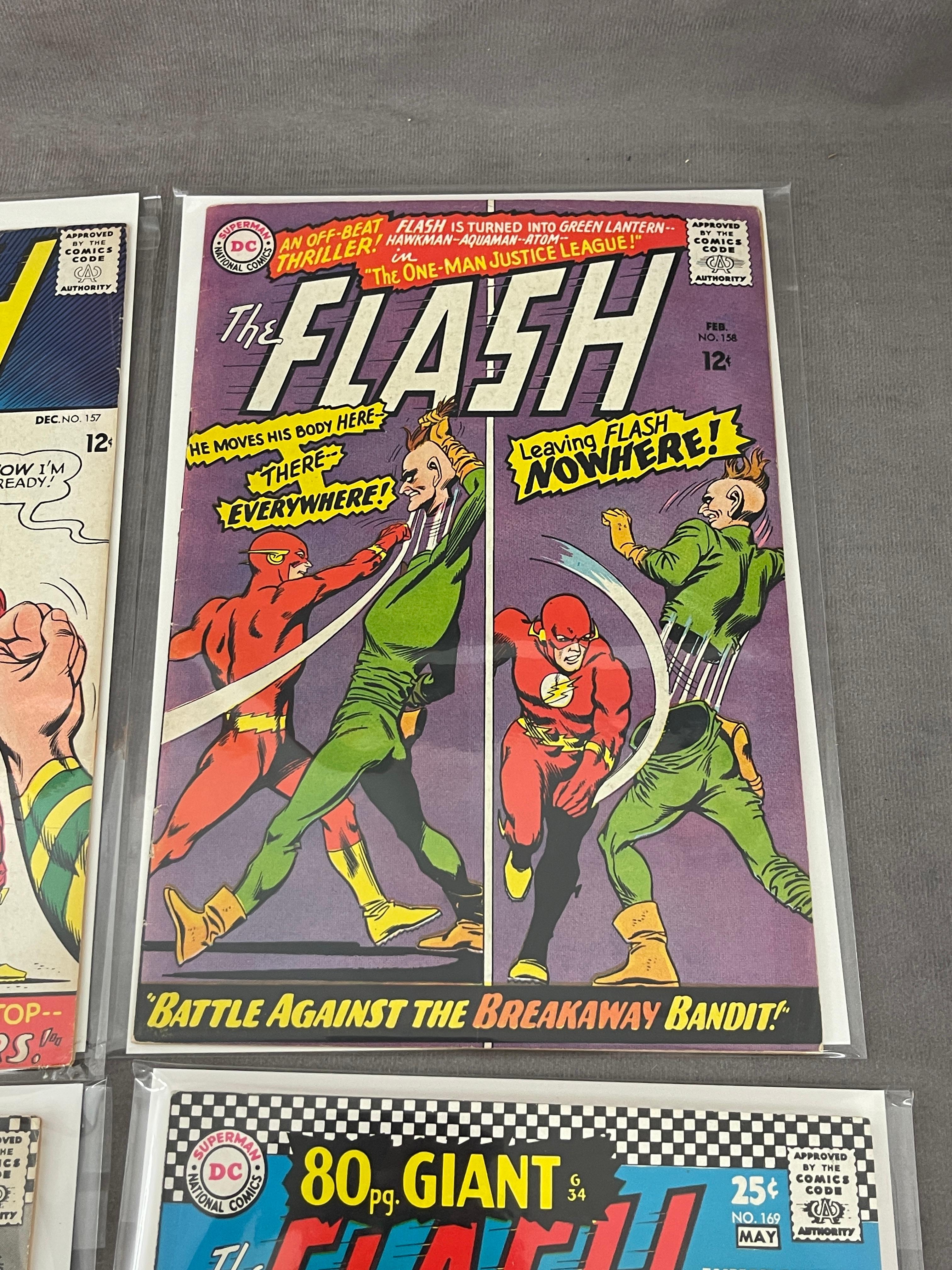 The Flash #157. #158, #165, #169 Marvel DC Comic Book Collection Lot of 4