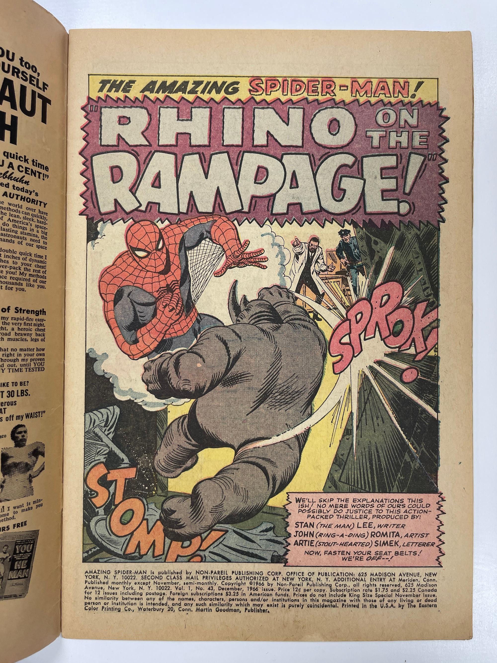 Amazing Spider-Man #43 Silver Age Vintage Marvel Comic 1966 KEY COMIC