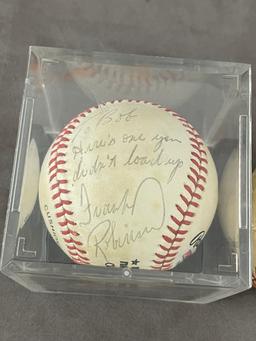 Frank Robinson and Bill Mulock Signed Autographed Baseball Lot of 2