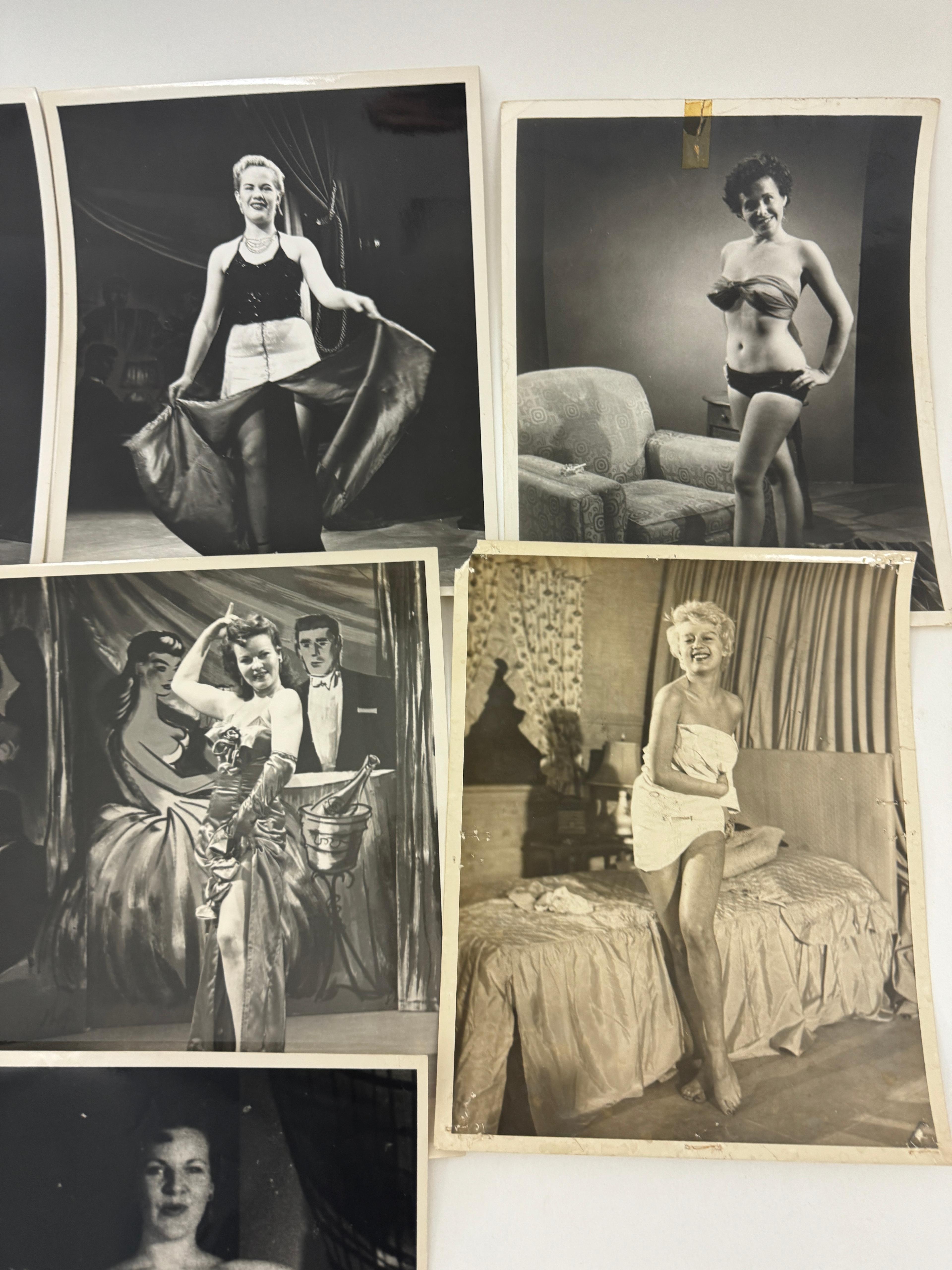 Vintage 1950's Original Burlesque Nude Pin up Model Risque Photo 8x10 Black & White Photographs