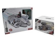 Star Wars Toy Box Millennium Falcon Set and Razor Crest with Mandalorian and Grogu Sealed Figures