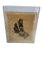 Charles Sindelar, American (1855-1947), Indian at the Spring, etching signed