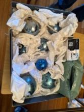 Blue Christmas glass bulbs