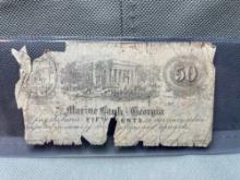 1862 Marine Bank of Georgia 50 cent bill