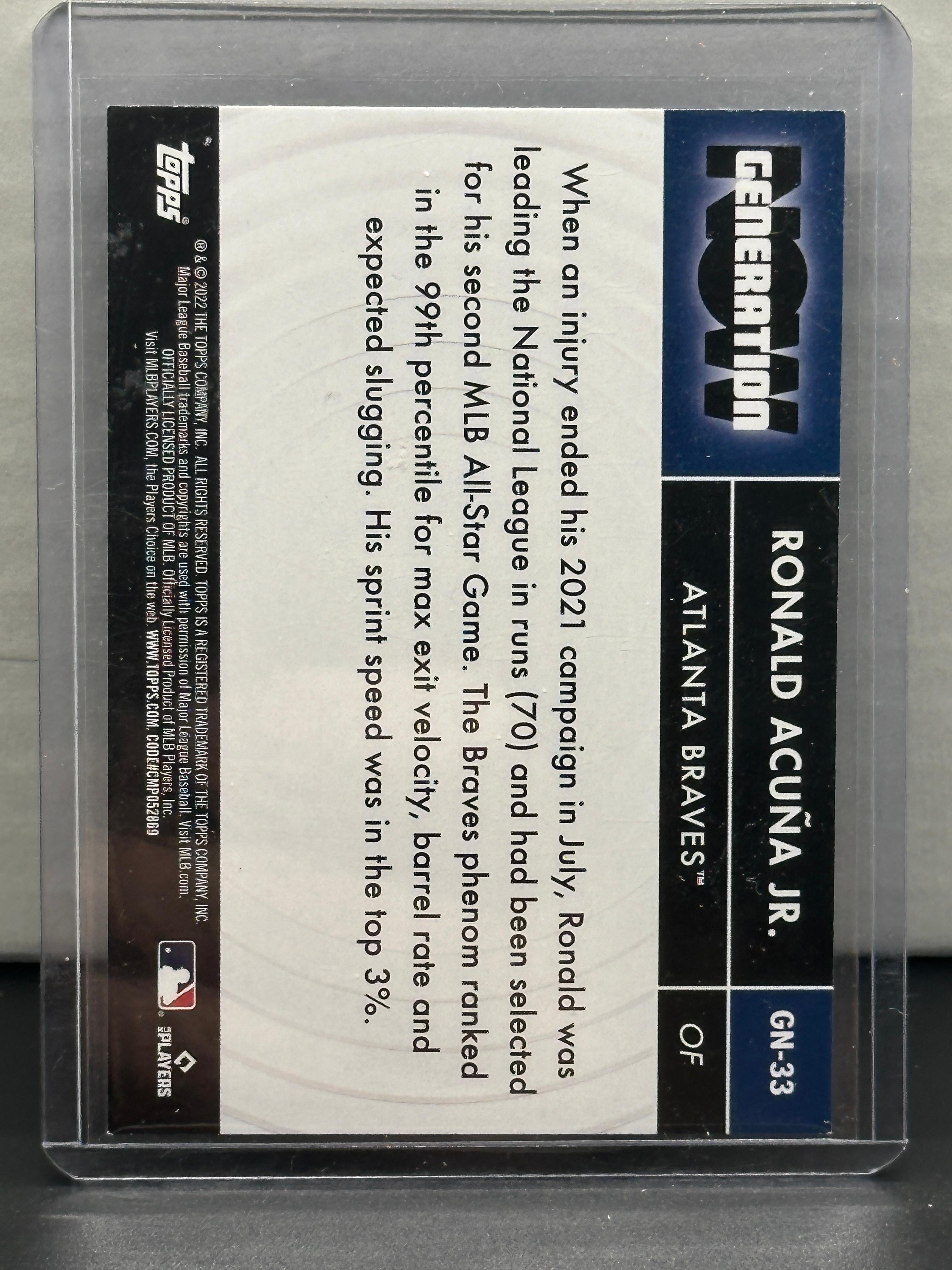 Ronald Acuna Jr. 2022 Topps Generation Now Insert #GN-33