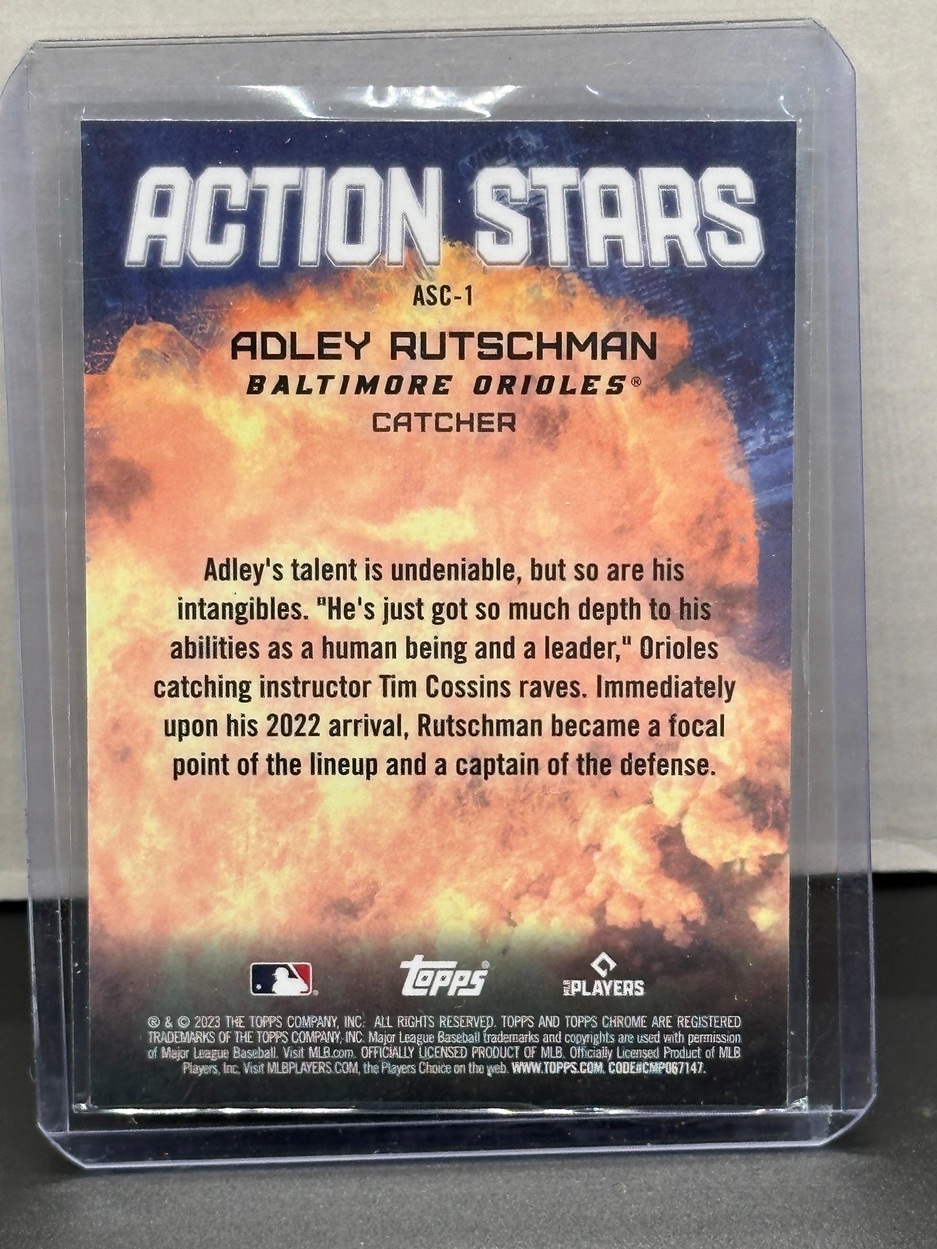 Adley Rutschman 2023 Topps Chrome Action Stars Refractor Rookie RC Insert #ASC-1