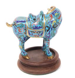 Fine Chinese Cloisonne Horse w/Custom Stand