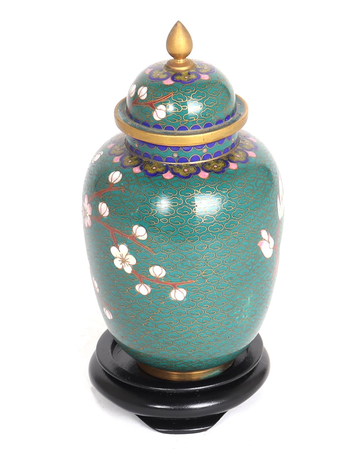 Chinese Green Cloisonne Ginger Jar