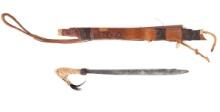 Ornate Dayak Mandau Headhunters Sword w/Scabbard