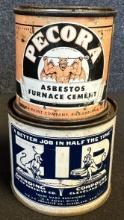 Zip & Pecora Early 1900s Asbestos & Grinding Compound Tins w/ Devil Advertising Graphics